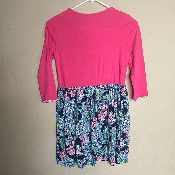 Lilly Pulitzer Girls' Mini Giavanna Dress XL High Tide Navy Pineapple Paradise - Picture 5 of 5